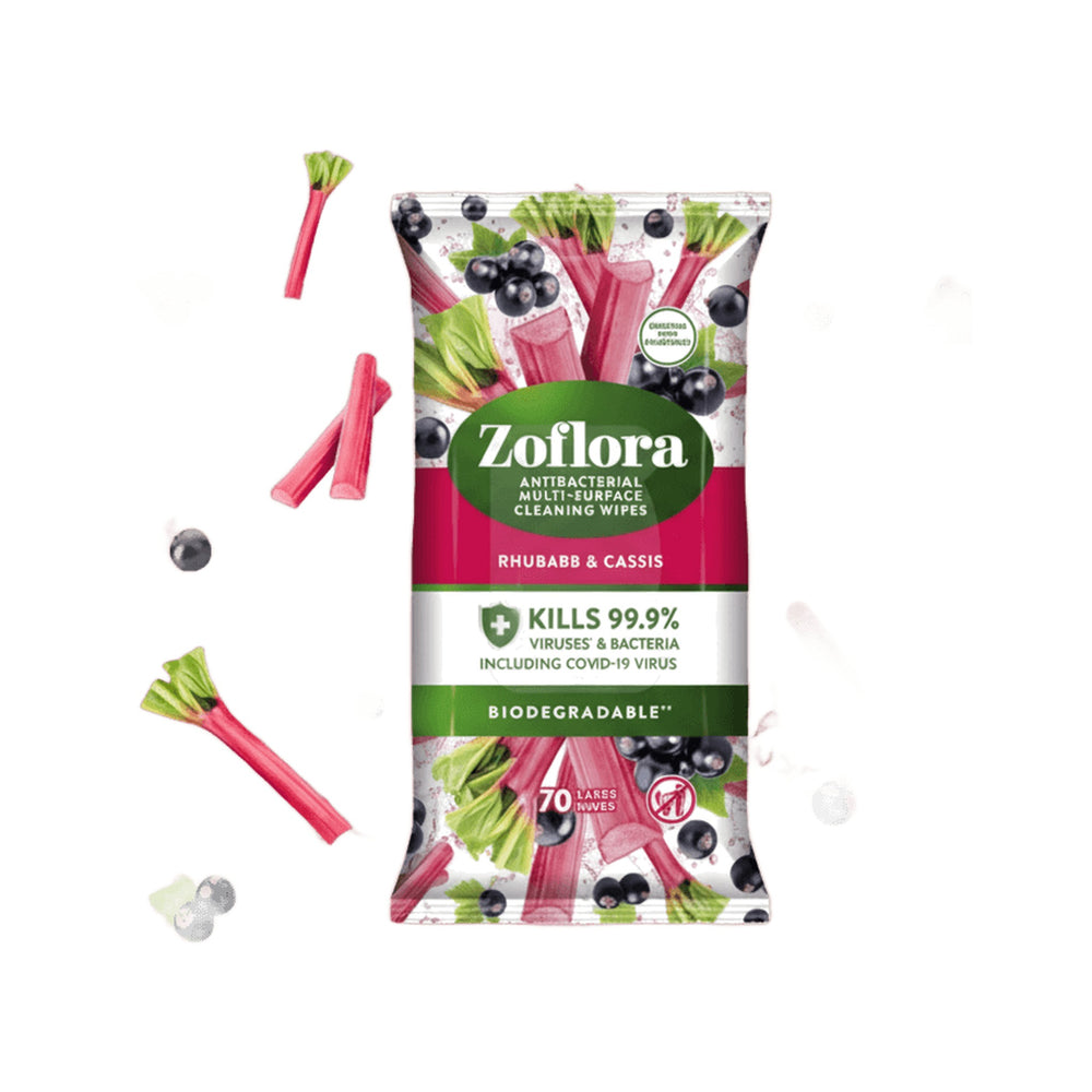 Zoflora Wipes Rhubarb & Cassis 70 Pack