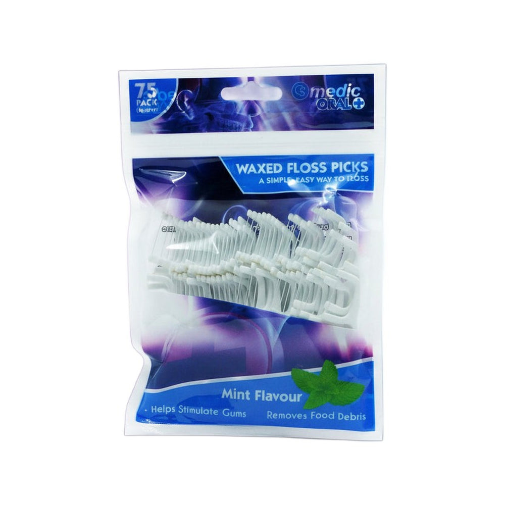 CS Medic Waxed Floss Picks Mint 75pc