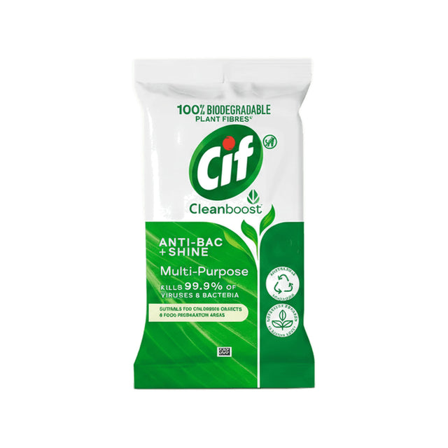 CIF Wipes Antibac & Shine Biodegradable (C) 28 Pack
