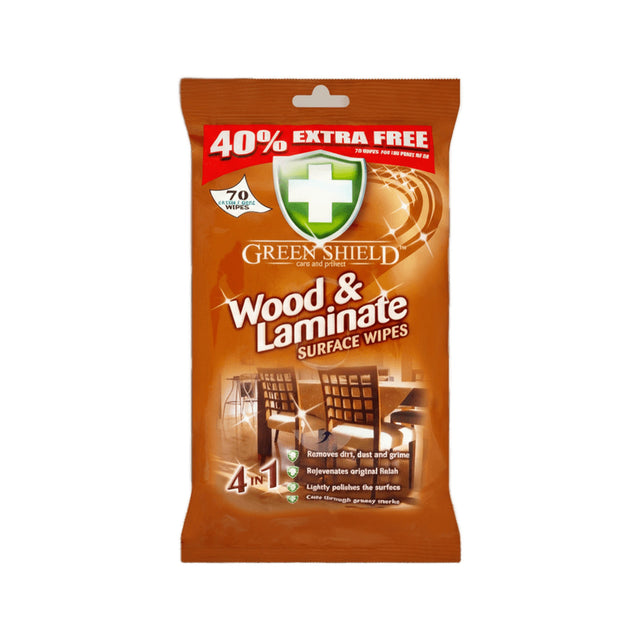 Greenshield Wood & Laminate Surface Wipes 70 Pack